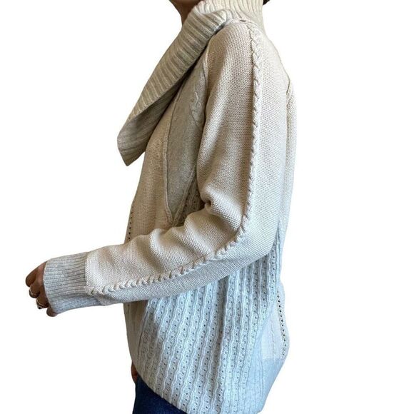 Sundance Womens Angora Wool Blend Cowl Neck Lagenlook Boho Cable Sweater Sz M - Picture 5 of 9